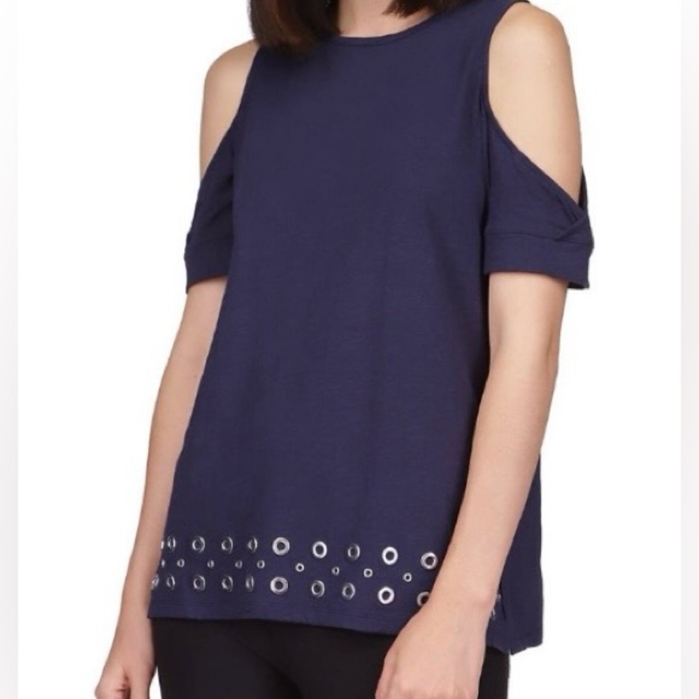 Michael Kors Navy Cold Shoulder Tee